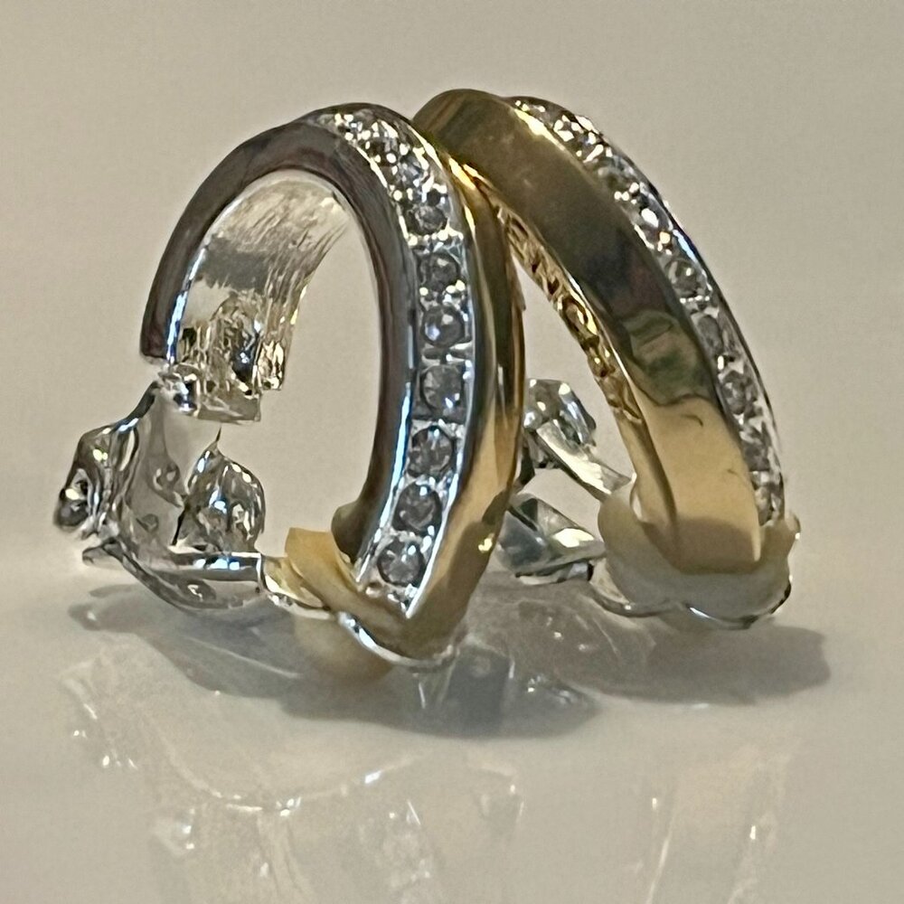 Givenchy Gold-Tone Vintage Hoop Earrings Crystals – COA Included - Picture 3 of 16